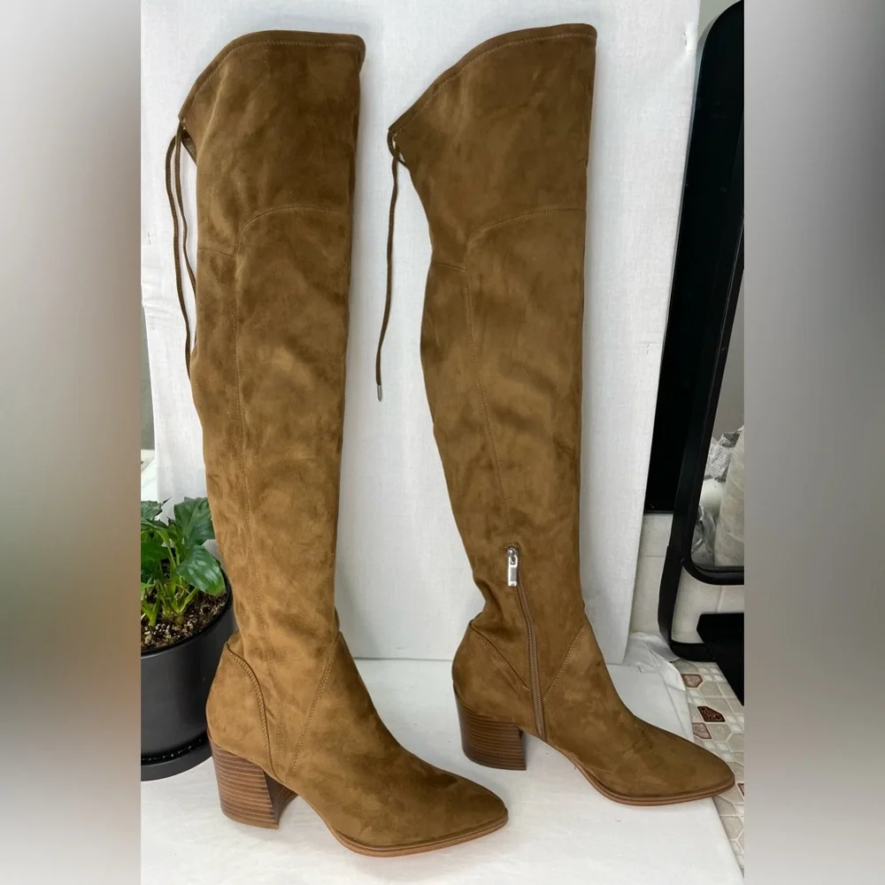 Marc Fisher NWOT Comara Cognac Brown Faux Suede Over The Knee Boots Size 7.5‎